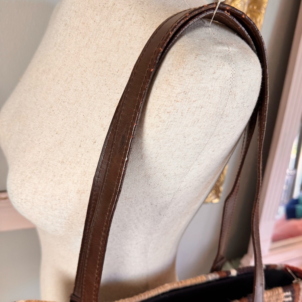 Southwest Style Carpet Bag Tote with Leather Straps - Picture 8 of 8
